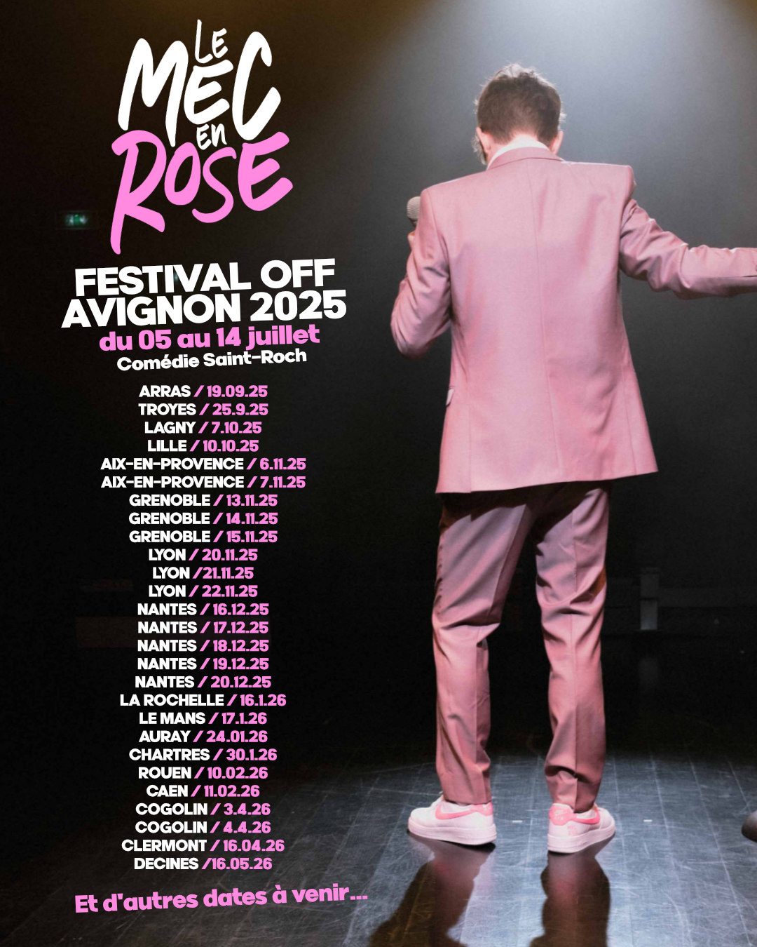 Visuel tournée spectacle stand up le Mec en Rose